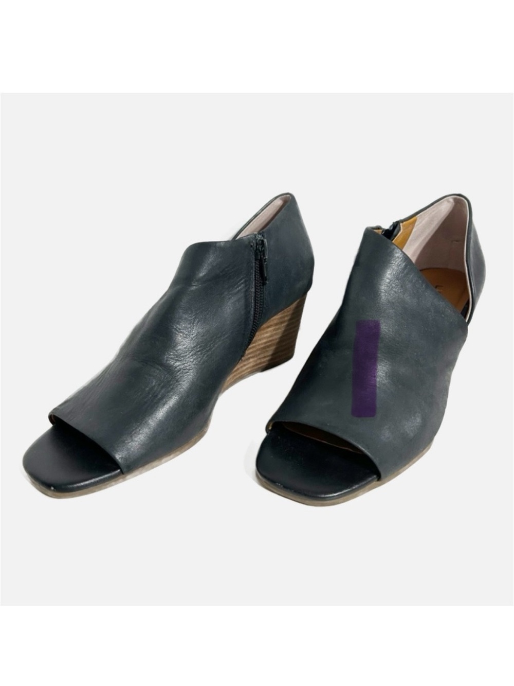 Lucky Brand Tylera Style Leather Wedge Pump Heeled Sandals Black Brown Versatile